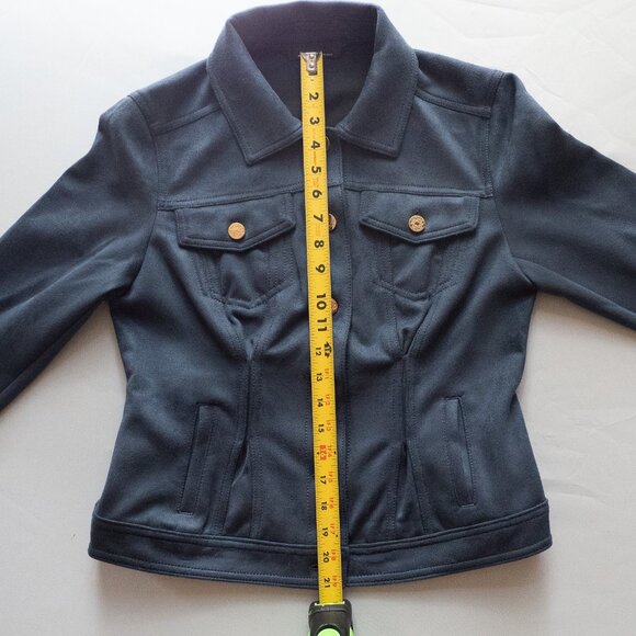 White House Black Market Faux Suede Flirty Jacket Small - Deep Blue - Picture 4 of 14